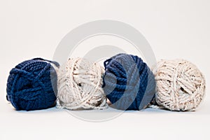 Blue and White Yarn Skeins