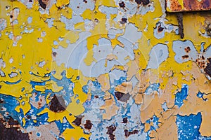 Blue,white and yellow metal background,Rusty metal background