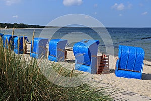 blue wicker beach chairs