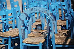 Blue wickerwork chairs