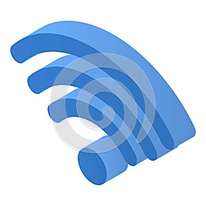 Blue wifi sign icon, isometric style