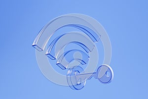 Blue wifi symbol with key