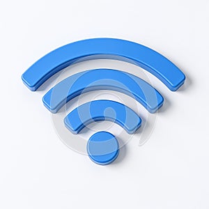 Blue wifi symbol on white background with subtle shadow effect