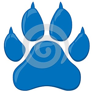 Blue wildcat paw print vector illustration
