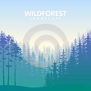 The blue wildforest landscape