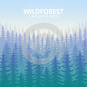 The blue wildforest landscape