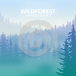 The blue wildforest landscape