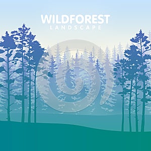 The blue wildforest landscape