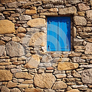 Blue window in Mykonos, Greece.