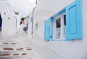 Blue window at Mykonos street