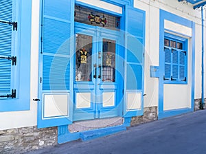 Blue windows of Lefkara house