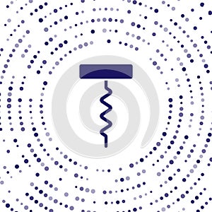 Blue Wine corkscrew icon isolated on white background. Abstract circle random dots. Vector