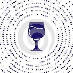 Blue Wine glass icon isolated on white background. Wineglass sign. Abstract circle random dots. Vector