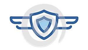 Blue Winged Security Shield Vector Icon, vector design Generative AI