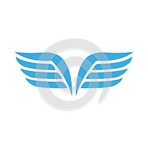 Blue wings with feathers icon, simple style