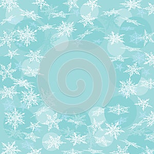 Blue winter background with snowflakes. Vector