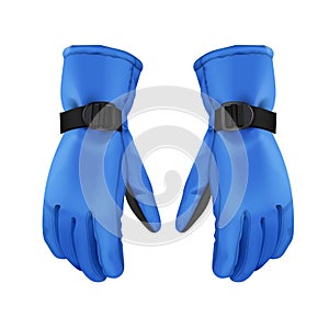 Blue winter gloves