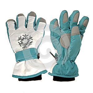 Blue winter gloves