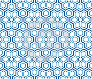 Blue winter pattern hexagonal snowflakes