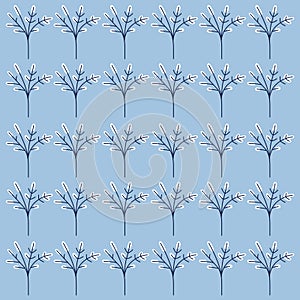 BLUE WINTER SNOWY TREES DESIGN PATTERN