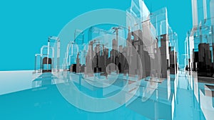 Blue Wireframe movemen Architecture Creativity Concepts