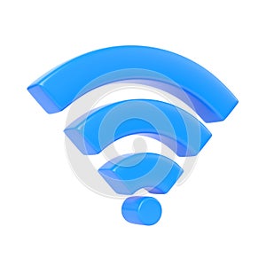 Blue wireless network symbol isolated on white background