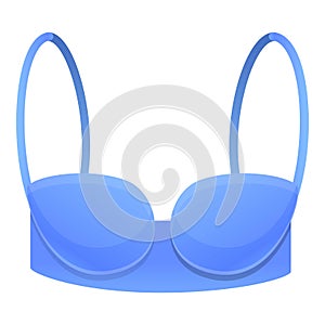 Blue woman bra icon, cartoon style