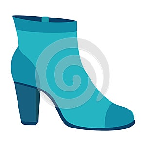 Blue woman shoe icon, flat style