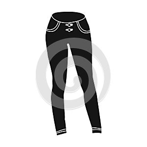 Blue women s jeans. Casual jeans comfortable clothing for women. Woman clothes single icon in black style vector symbol