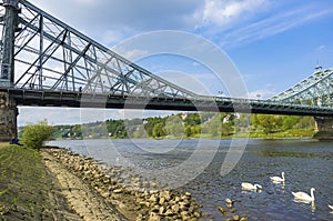 Blue Wonder Bridge, Dresden, Saxony, Germany