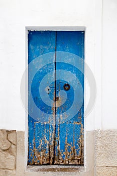 Blue wood door Mediterranean architecture Ibiza