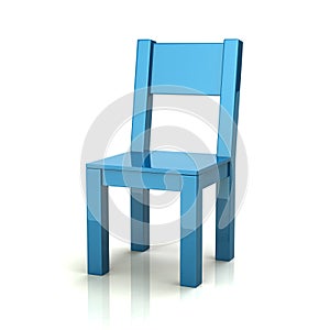Blue wooden chair 3d illustration