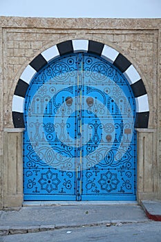 Blue wooden door