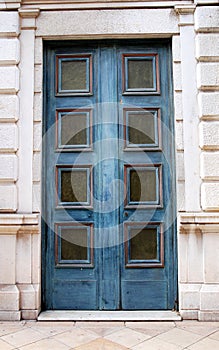 Blue wooden door in Nice, France