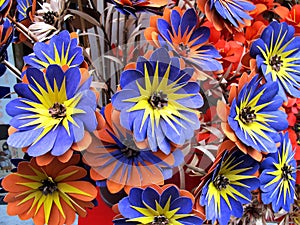 Blue wooden flowers handmade