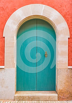 Blue wooden front door