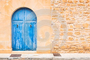 Blue wooden front door