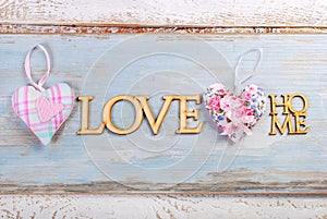 Blue wooden love home background