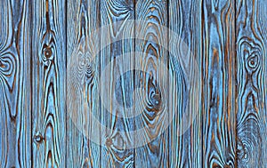Blue wooden planks background, old and grunge blue colored wood texture
