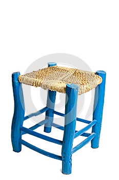 Blue wooden stool photo