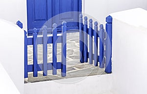 Blue wooden traditional gate in Greece