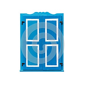 Blue wooden window shutters isolated