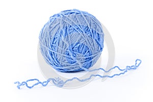 Blue wool yarn isolated