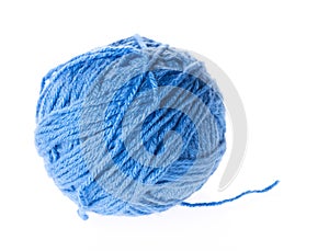 Blue wool yarn isolated
