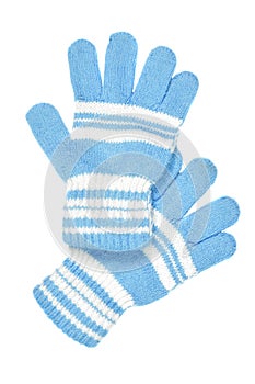 Blue woollen gloves