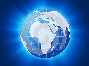 Blue world globe background