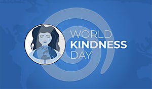 Blue World Kindness  Day Illustration Background with Woman and Earth