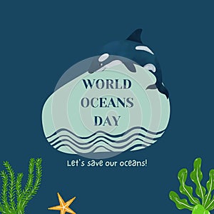 Blue World Oceans Day Instagram Post