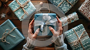 The Blue Wrapped Gift.AI generated image