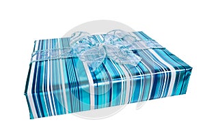 Blue wrapped gift box